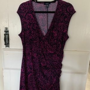 Chaps petite XL faux wrap dress in purple